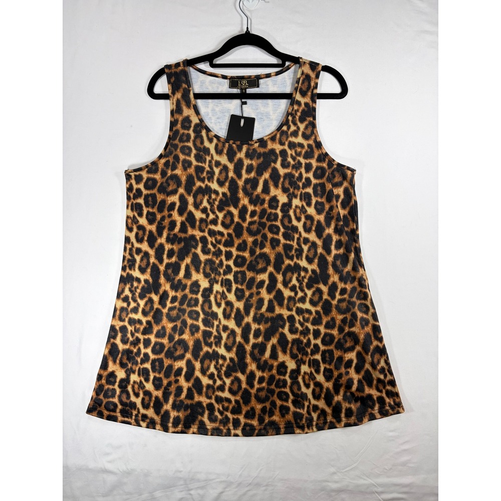 L&B Lucky & Blessed Tank Top Womens Small Leopard Print NEW Animal Print ES6-NTP